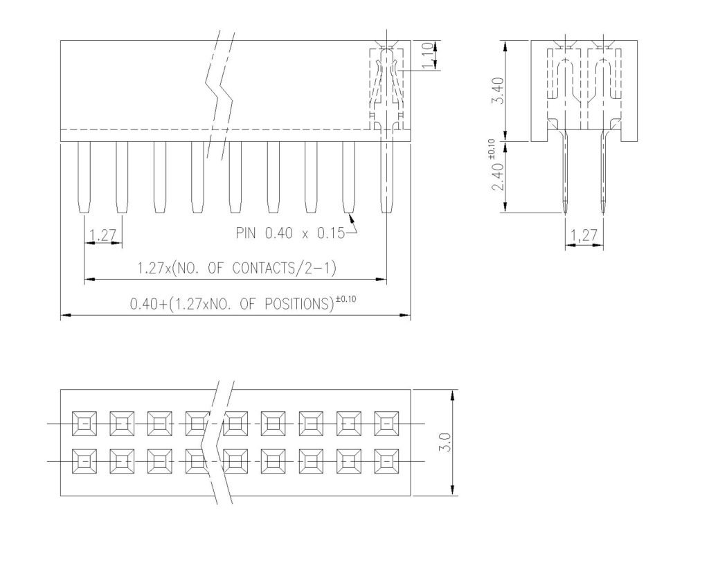 Mm Pitch Female Header Double Row Straight P Protectron