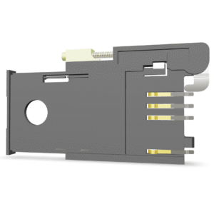 Sim card holder, 6 contacts, with cover, without pegs with switch, SMD type, push button type(PSIMC9-06-COS-6R )