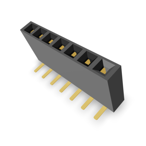 2.54mm Pitch Female Header 5mm Base Dual Beam Folded Contact Single Row (Right Angle) (P9502-XX-2X)