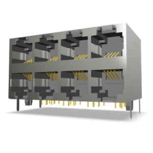 Modular Jack 6P4C 4 Port Double Decker (PSY038P46P4C-1D)